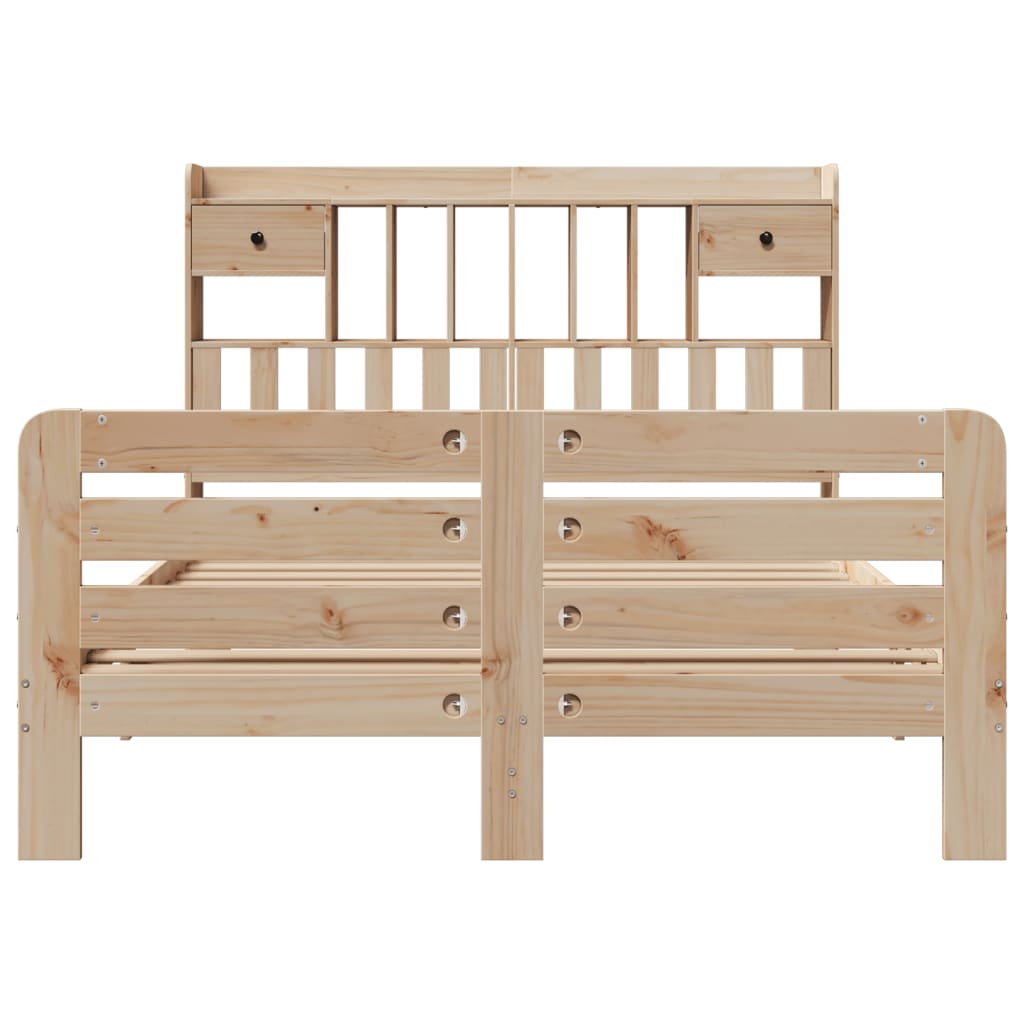 vidaXL Κρεβάτι Βιβλιοθήκη Χωρίς Στρώμα 140x200 εκ Μασίφ Ξύλο Πεύκο