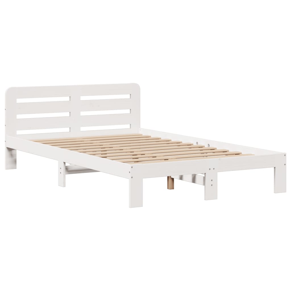 vidaXL Κρεβάτι Βιβλιοθήκη Χωρίς Στρώμα Λευκό 135x190 εκ Μασίφ Πεύκο