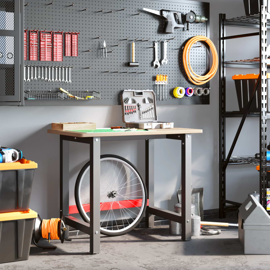 vidaXL Πάγκος Εργασίας Ορθογώνιος 100x60x81,5 εκ. από Μασίφ Ξύλο Δρυός