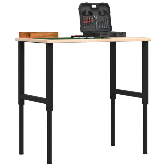 vidaXL Πάγκος Εργασίας Ορθογώνιος 100x60x(71,5-98) εκ Μασίφ Ξύλο Δρυός