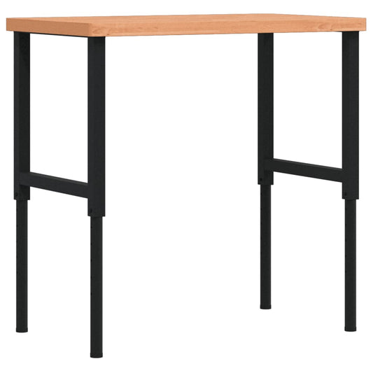 vidaXL Πάγκος Εργασίας Ορθογώνιος 100x60x(73-99,5) εκ Μασίφ Ξύλο Οξιάς