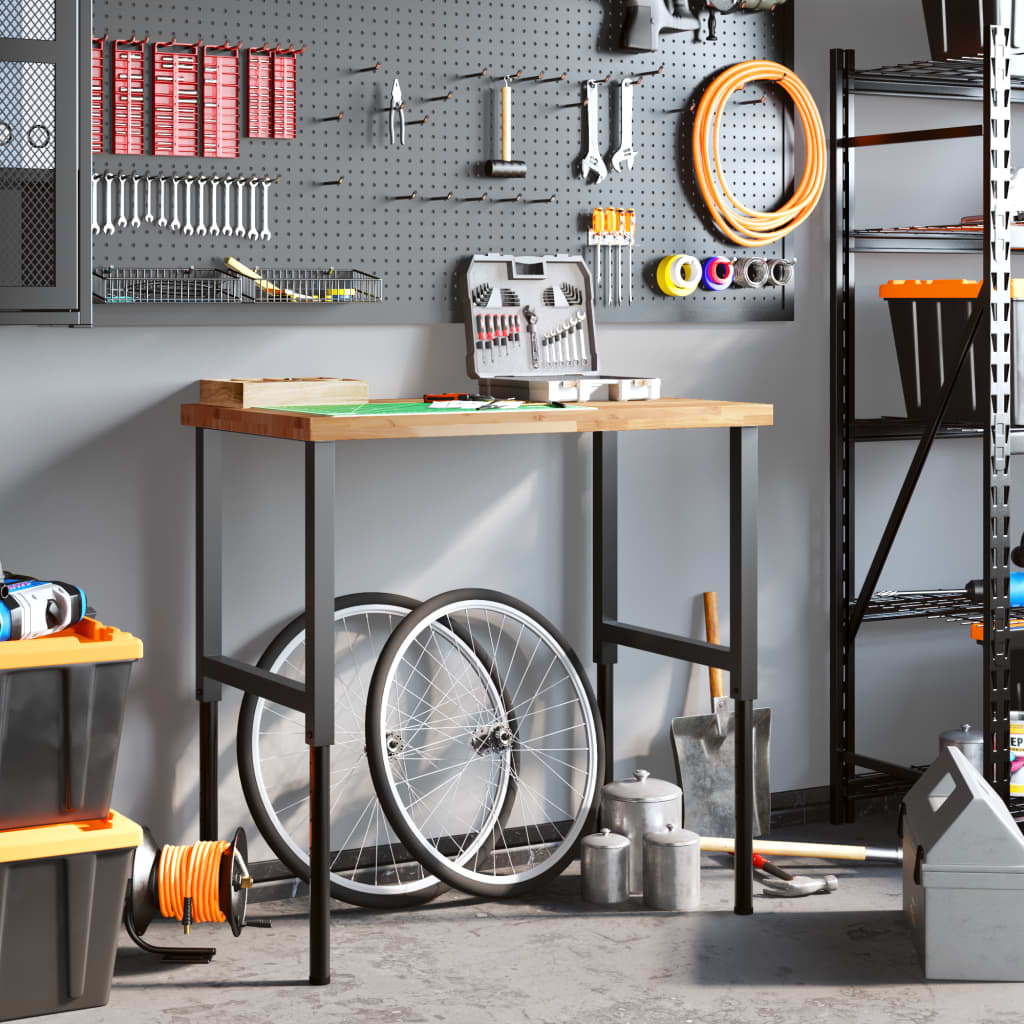 vidaXL Πάγκος Εργασίας Ορθογώνιος100x60x(73-99,5)εκ Μασίφ Ξύλο Ακακίας