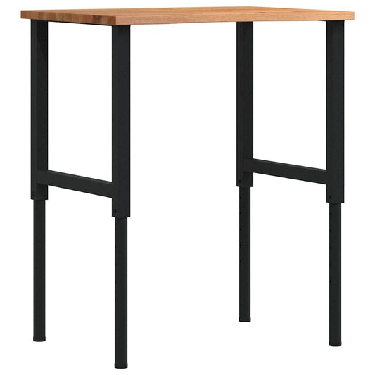 vidaXL Πάγκος Εργασίας Ανοιχτό Καφέ 80x60x(71,5-98) cm Μασίφ Ξύλο Δρυς