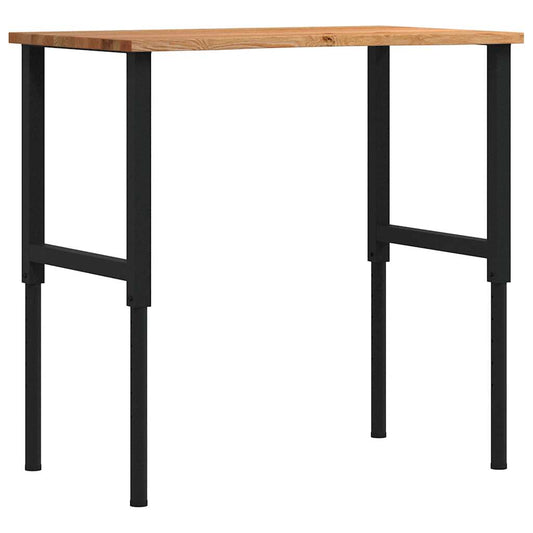 vidaXL πάγκος εργασίας ανοιχτό καφέ 100x60x(71,5-98)cm μασίφ ξύλο δρυς