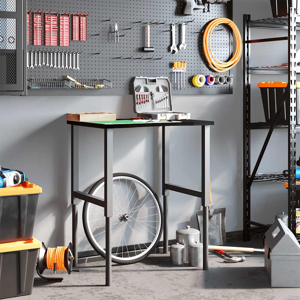 vidaXL πάγκος εργασίας σκούρο καφέ 80x60x(71,5-98) cm μασίφ ξύλο δρυς