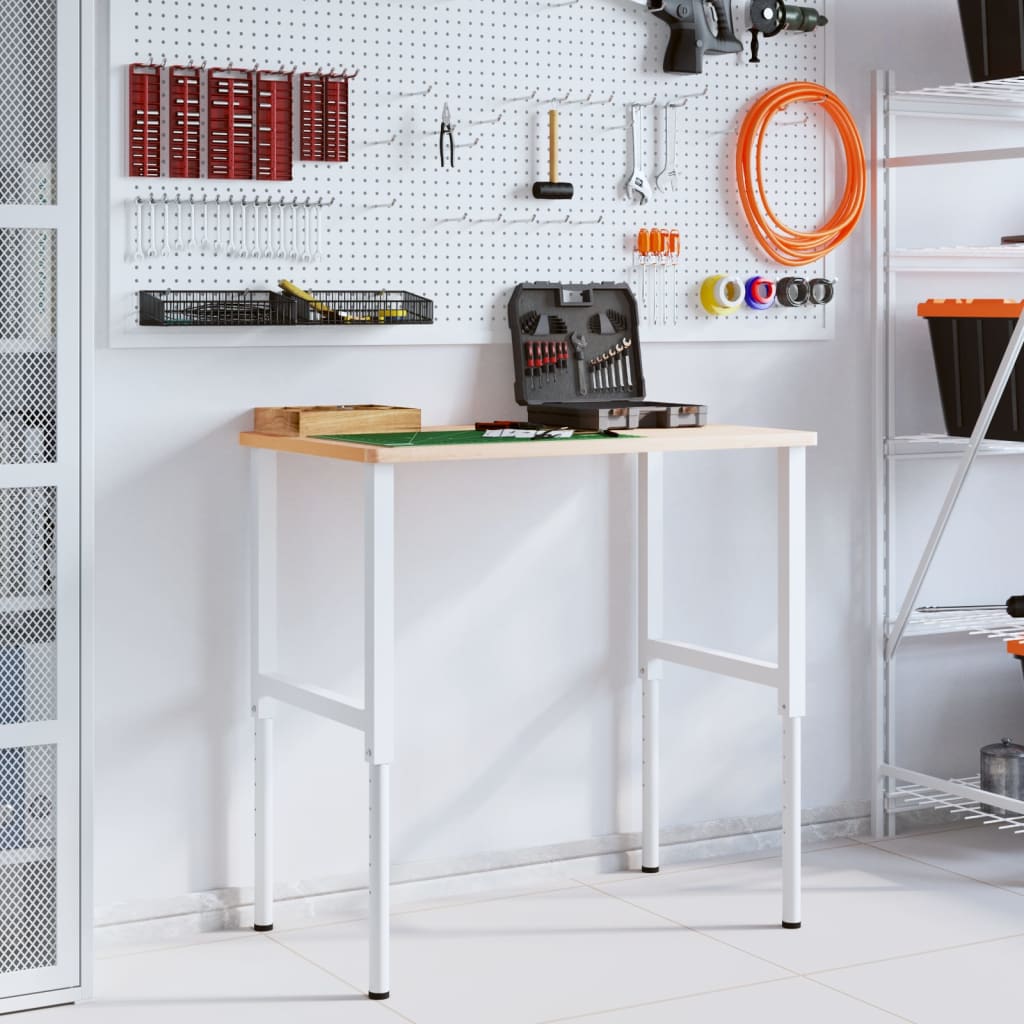 vidaXL Πάγκος Εργασίας Ορθογώνιος 100x60x(71,5-98) εκ Μασίφ Ξύλο Οξιάς