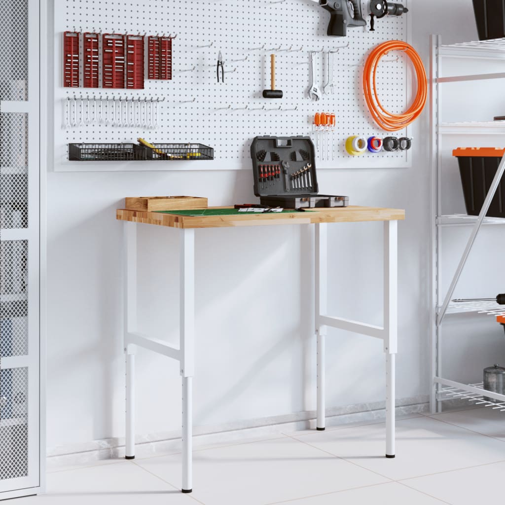 vidaXL Πάγκος Εργασίας Ορθογώνιος100x60x(73-99,5)εκ Μασίφ Ξύλο Ακακίας