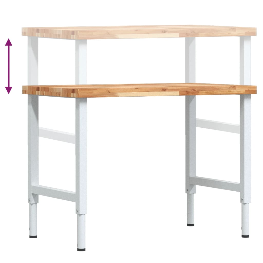 vidaXL Πάγκος Εργασίας Ορθογώνιος100x60x(73-99,5)εκ Μασίφ Ξύλο Ακακίας