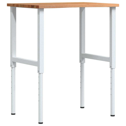 vidaXL Πάγκος Εργασίας Ανοιχτό Καφέ 80x60x(71,5-98) cm Μασίφ Ξύλο Δρυς