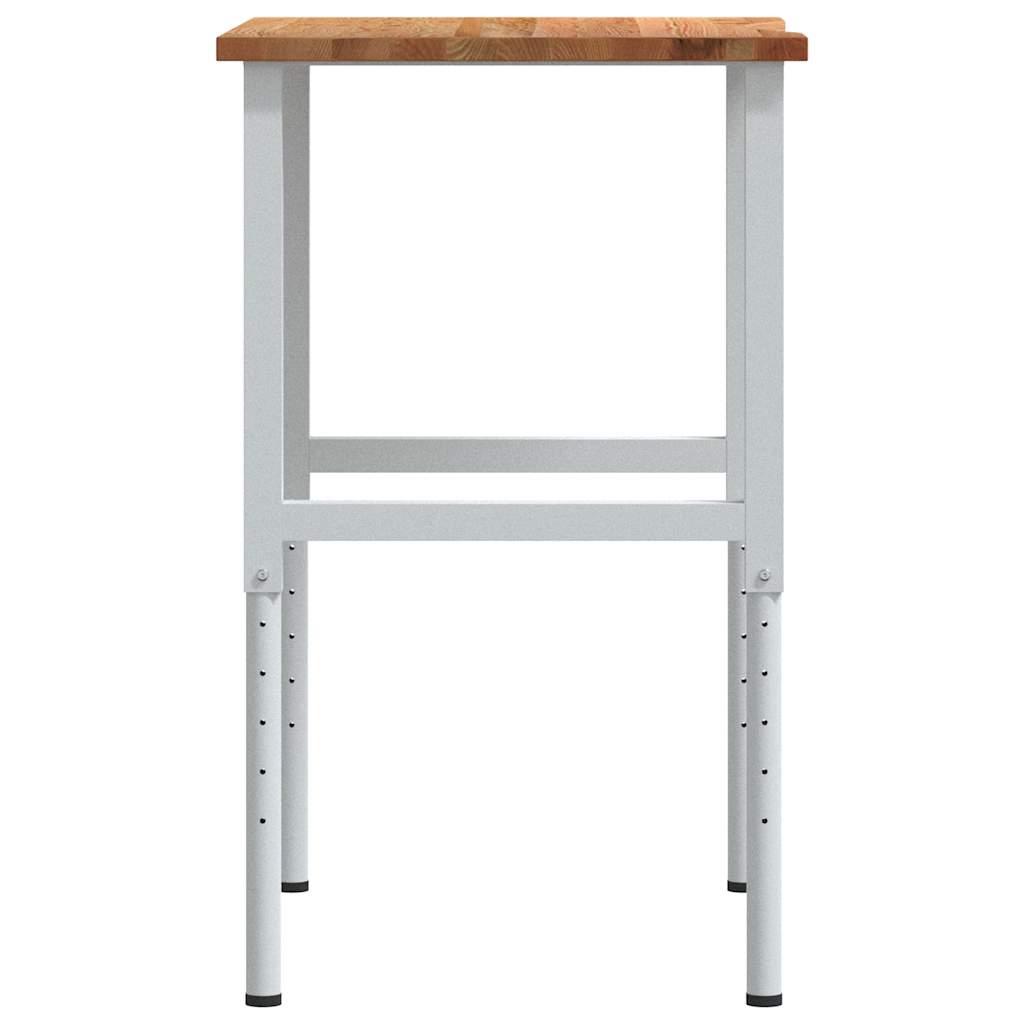 vidaXL Πάγκος Εργασίας Ανοιχτό Καφέ 80x60x(71,5-98) cm Μασίφ Ξύλο Δρυς