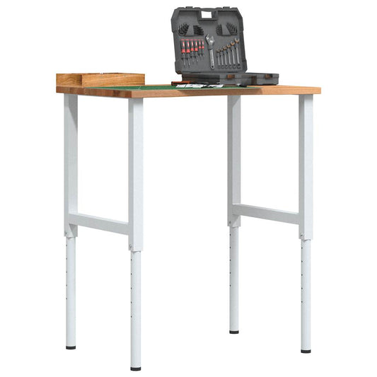 vidaXL Πάγκος Εργασίας Ανοιχτό Καφέ 80x60x(71,5-98) cm Μασίφ Ξύλο Δρυς