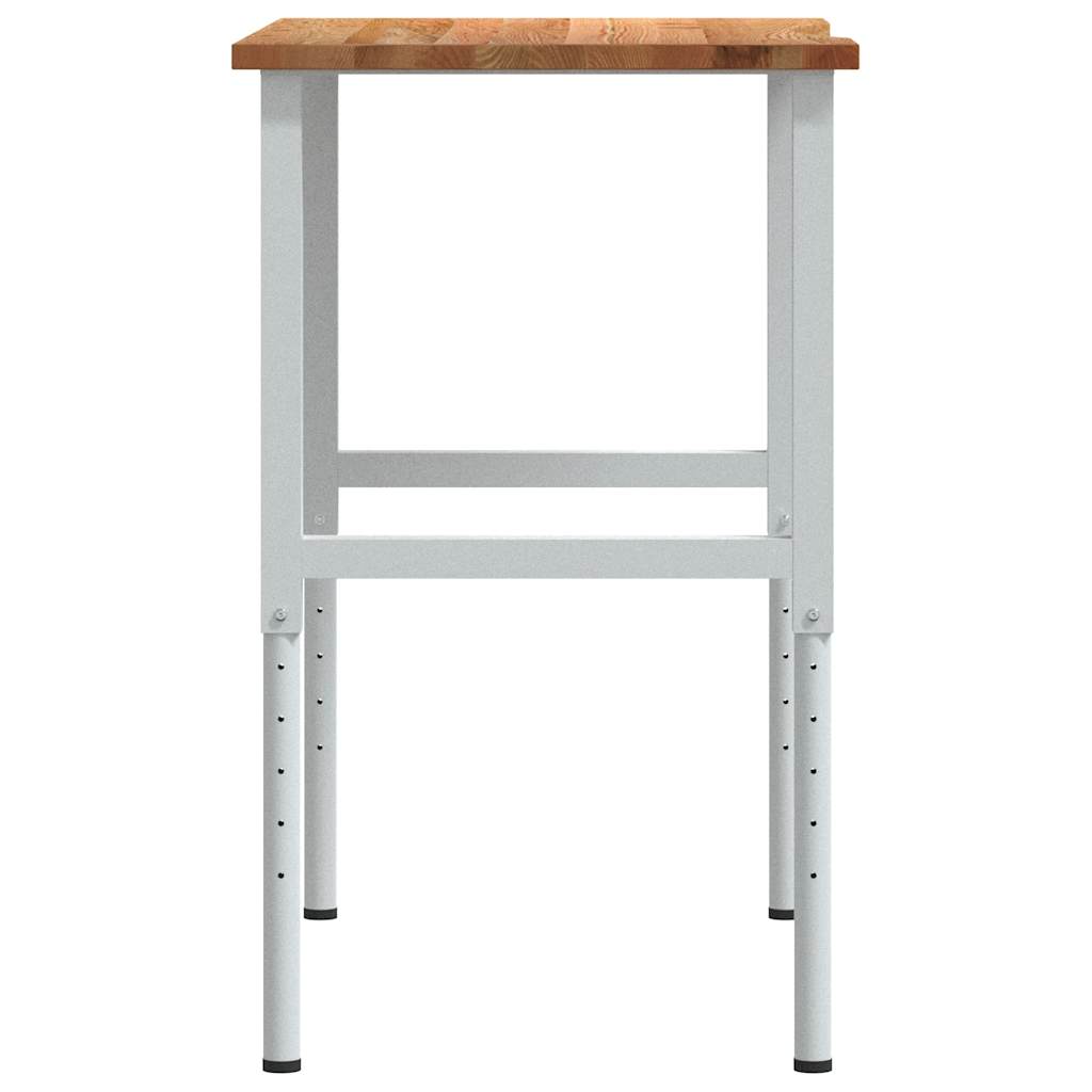 vidaXL πάγκος εργασίας ανοιχτό καφέ 100x60x(71,5-98)cm μασίφ ξύλο δρυς