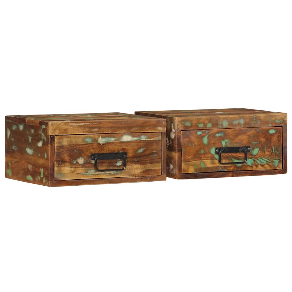 vidaXL επίτοιχα ντουλάπια κομοδίνου 2 τεμάχια στερεό ξύλο αναγεννημένο