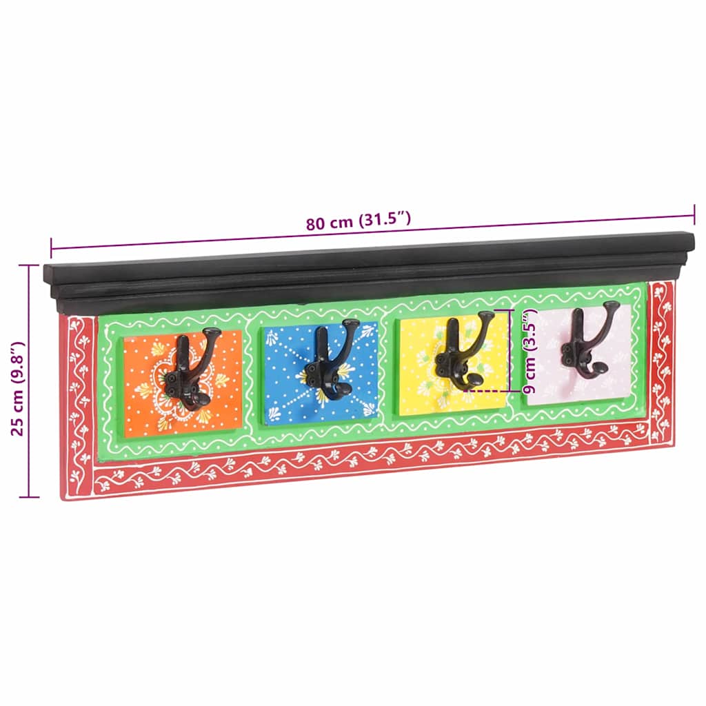vidaXL Κρεμάστρα Μαύρο 80 x 25 x 2 cm Στερεό ξύλο μάνγκο