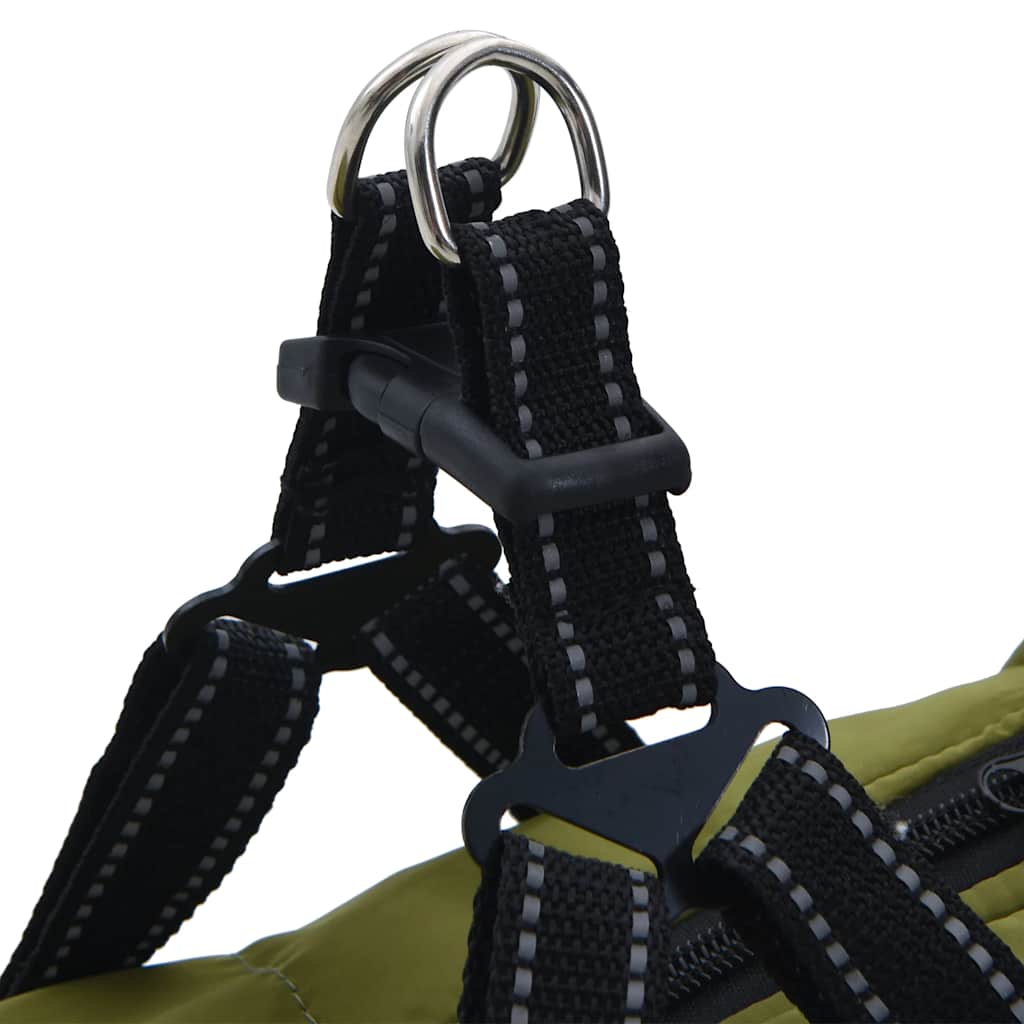 vidaXL παλτό σκύλου με ιμάντα Αδιάβροχο αντανακλαστικό πράσινο L52