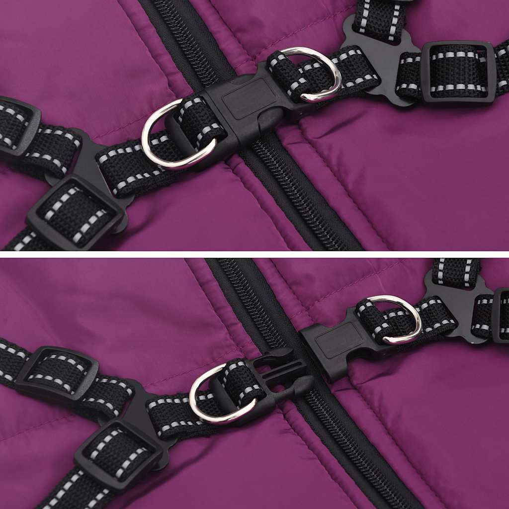 vidaXL παλτό σκύλου με ιμάντα αδιάβροχο αντανακλαστικό μοβ L44