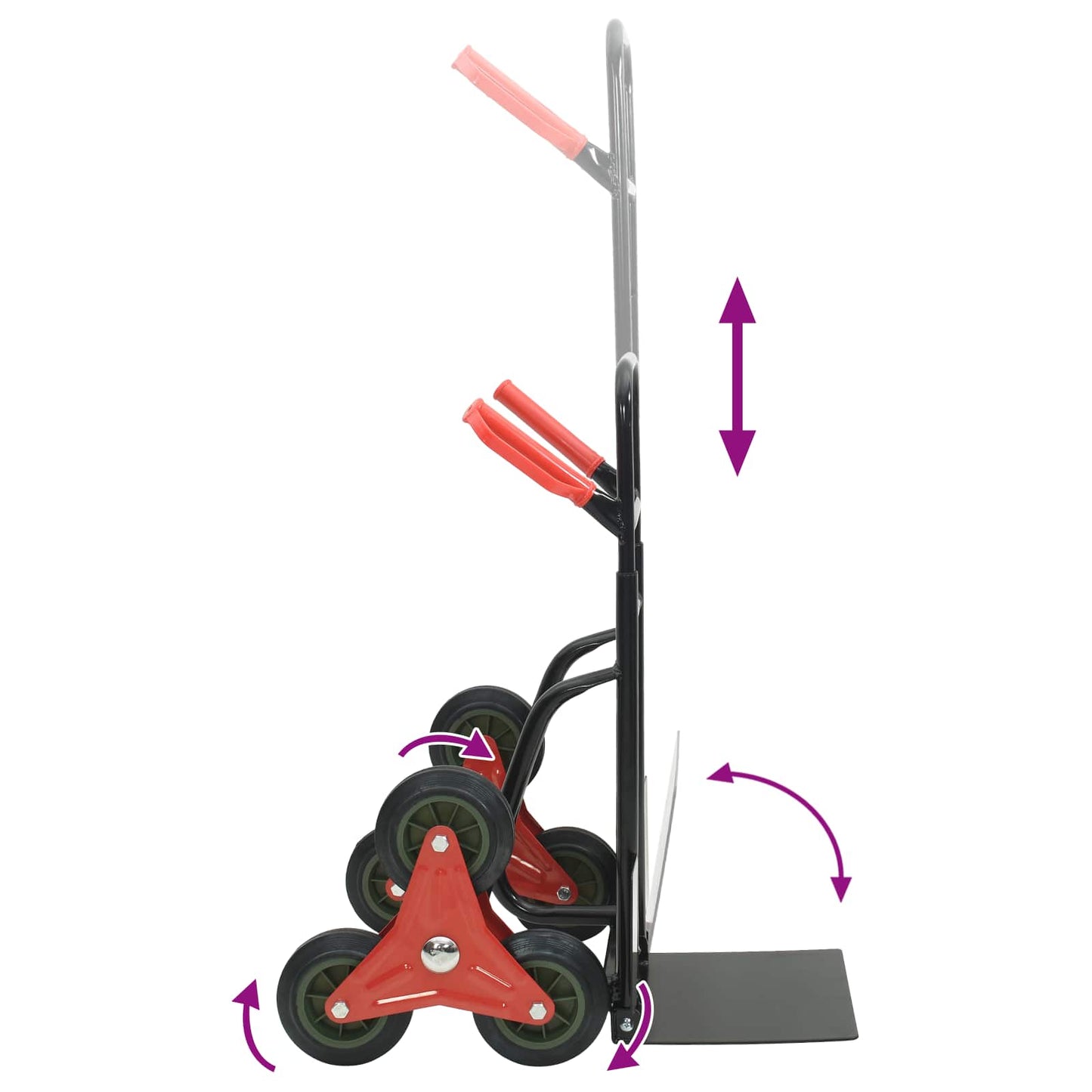 vidaXL Χειροκίνητο Καρότσι Μαύρο και Κόκκινο 64,5 x 49,5 x 114 εκ.