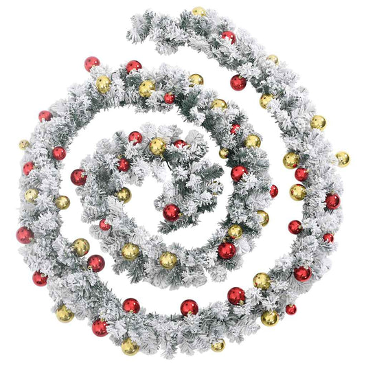 vidaXL Χριστουγεννιάτικη γιρλάντα με μπιχλιμπίδια φώτα LED Πράσινο 5 m