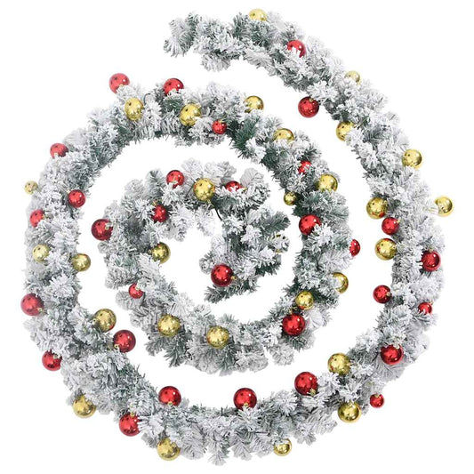 vidaXL Χριστουγεννιάτικη γιρλάντα με μπιχλιμπίδια φώτα LED Πράσινο 20m