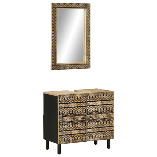 vidaXL Έπιπλα Μπάνιου Σετ 2 Τεμαχίων από Μασίφ Ξύλο Μάνγκο