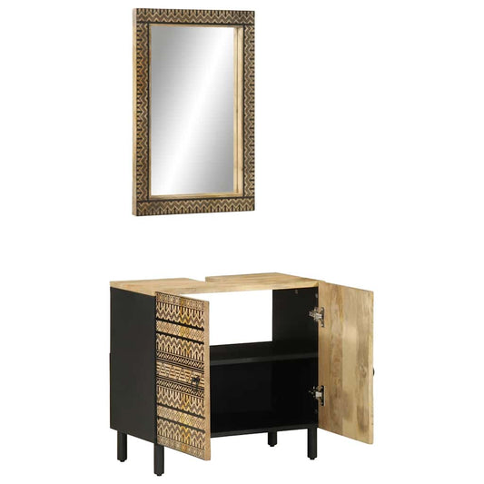 vidaXL Έπιπλα Μπάνιου Σετ 2 Τεμαχίων από Μασίφ Ξύλο Μάνγκο