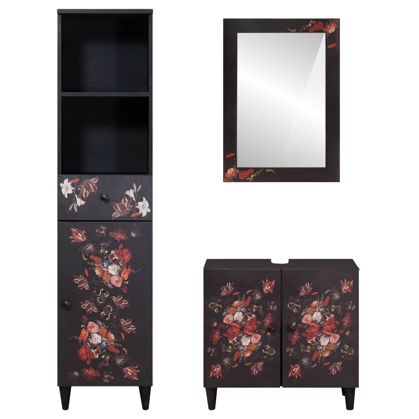 vidaXL Σετ Ντουλαπιών Μπάνιου με συρτάρι 3 pcs Στερεό ξύλο μάνγκο