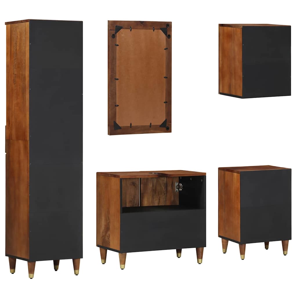 vidaXL Σετ Επίπλων Μπάνιου με συρτάρι 5 pcs καφέ μελί 62 x 33 x 58 εκ.