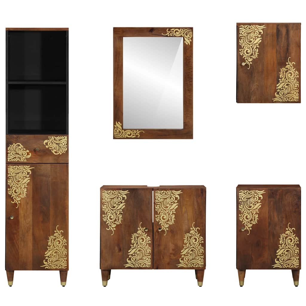 vidaXL Σετ Επίπλων Μπάνιου με συρτάρι 5 pcs καφέ μελί 62 x 33 x 58 εκ.