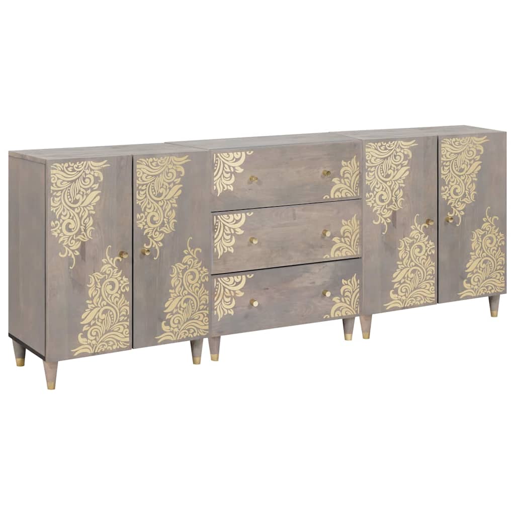 vidaXL Σετ Ντουλαπιών Μπάνιου 3 pcs Γκρι και Χρυσό 180 x 33 x 75 εκ.