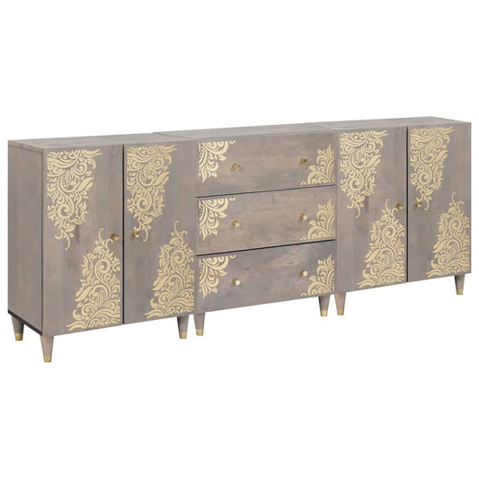 vidaXL Σετ Ντουλαπιών Μπάνιου 3 pcs Γκρι και Χρυσό 180 x 33 x 75 εκ.