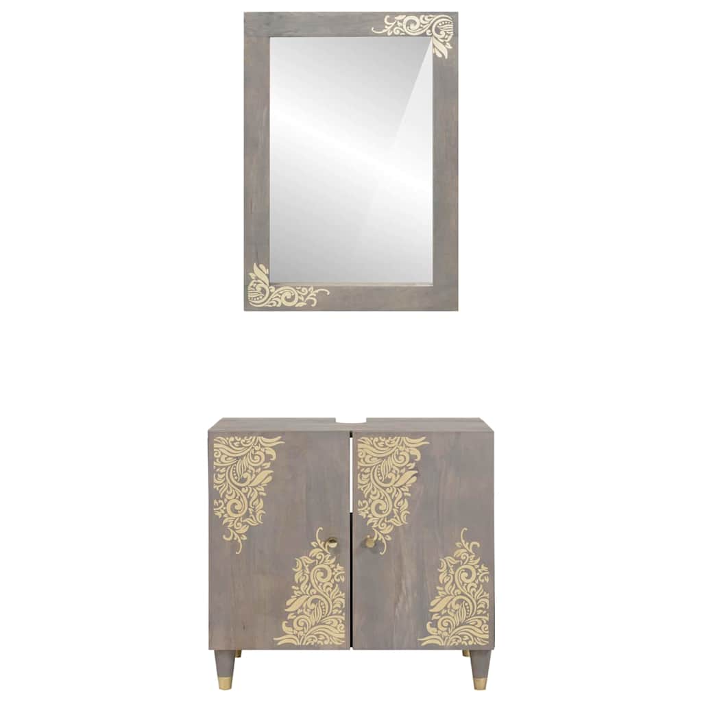 vidaXL Σετ Επίπλων Μπάνιου Επιτοίχιο 2 pcs Γκρι 62 x 33 x 58 εκ.