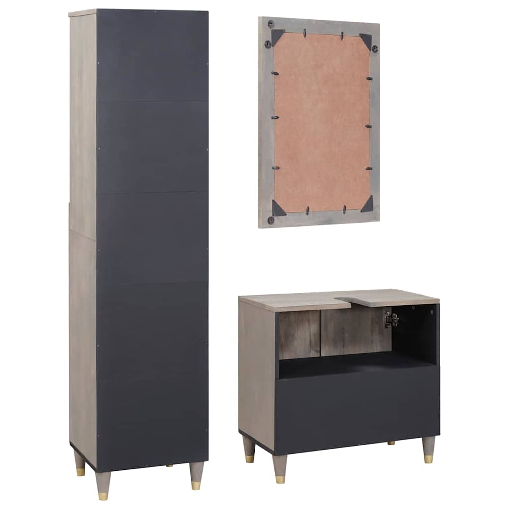 vidaXL Σετ Επίπλων Μπάνιου με συρτάρι 3 pcs Γκρι 62 x 33 x 58 εκ.