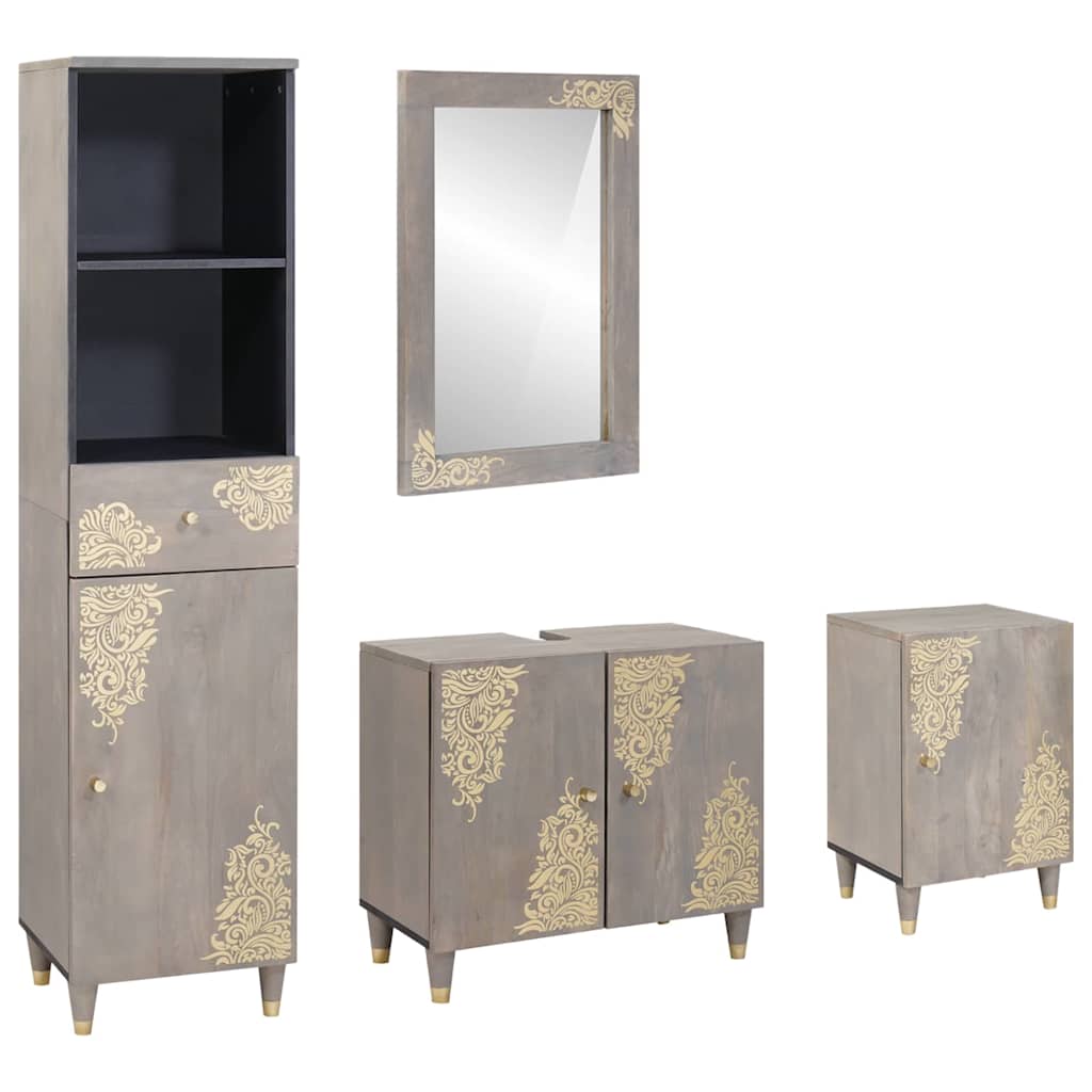 vidaXL Σετ Επίπλων Μπάνιου με συρτάρι 4 pcs Γκρι 62 x 33 x 58 εκ.