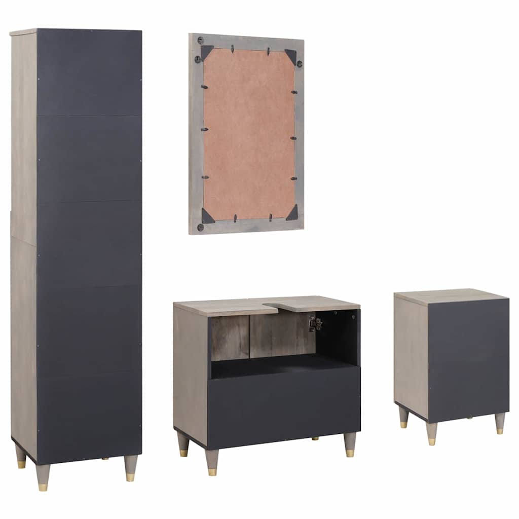 vidaXL Σετ Επίπλων Μπάνιου με συρτάρι 4 pcs Γκρι 62 x 33 x 58 εκ.