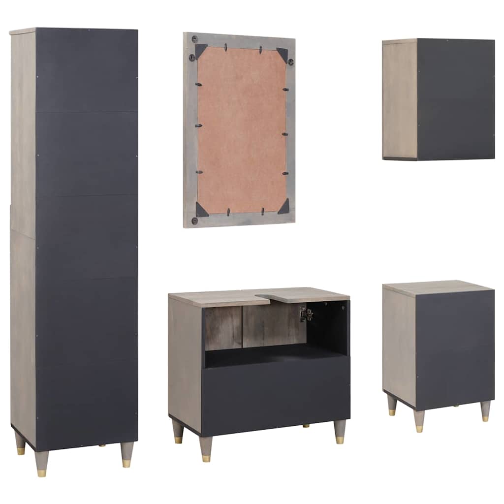 vidaXL Σετ Επίπλων Μπάνιου με συρτάρι 5 pcs Γκρι 62 x 33 x 58 εκ.