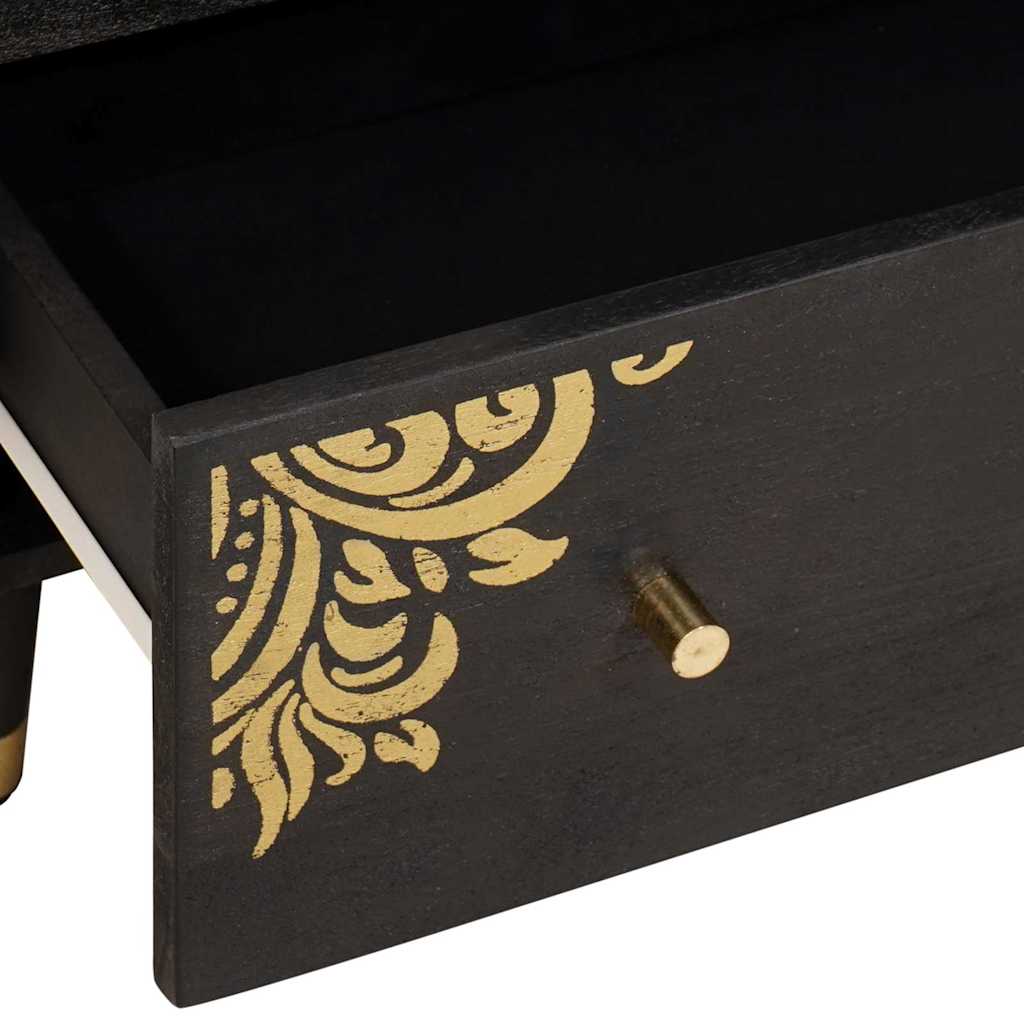 vidaXL Πλαϊνό γραφείο 2 pcs Μαύρο 60 x 33 x 75 cm Στερεό ξύλο μάνγκο