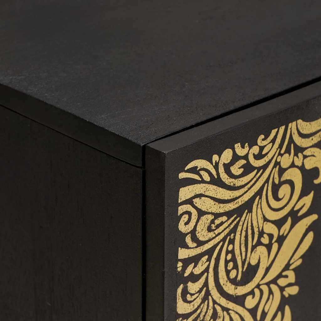 vidaXL Σετ Ντουλαπιών Μπάνιου Επιτοίχιο 3 pcs Μαύρο Στερεό ξύλο μάνγκο