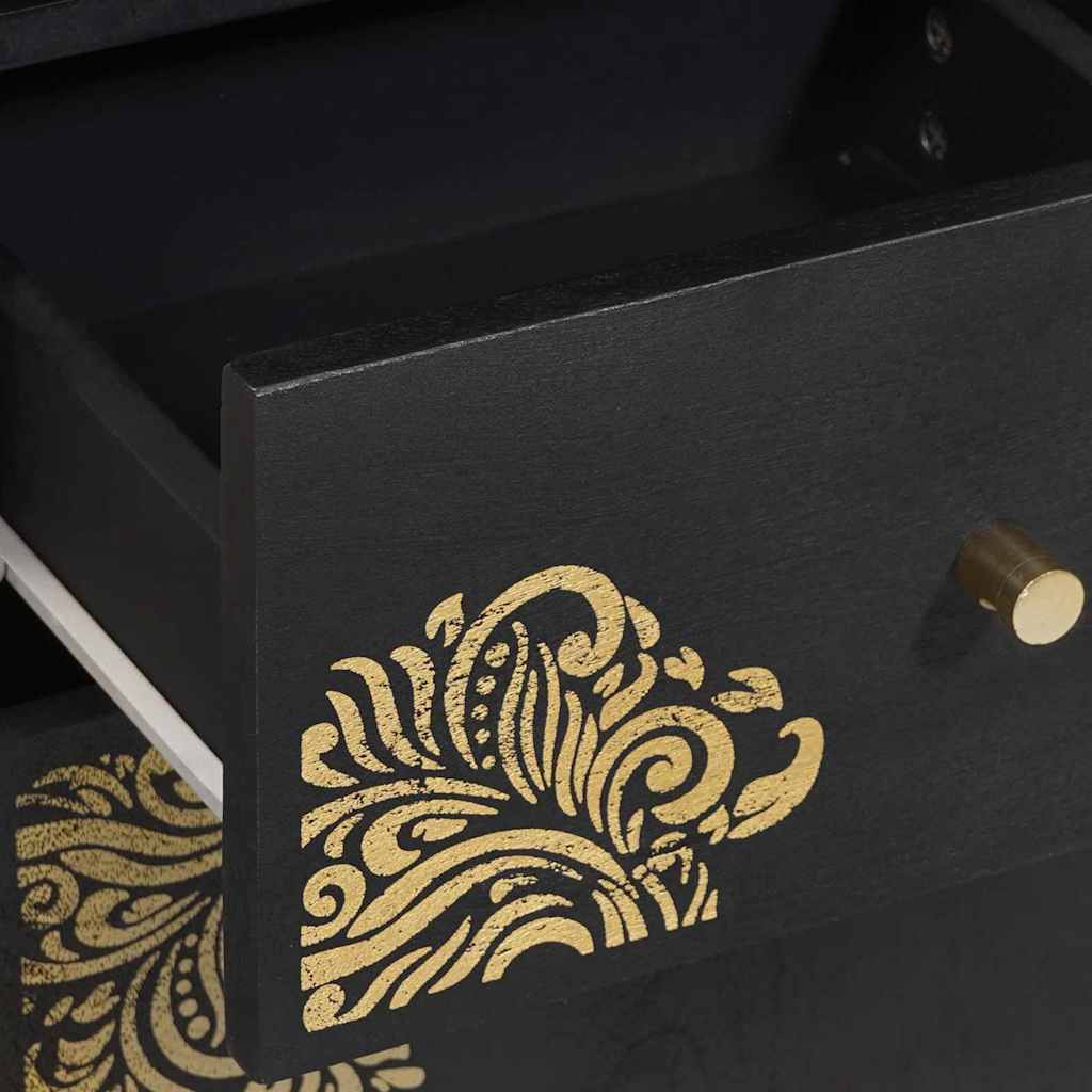 vidaXL Σετ Ντουλαπιών Μπάνιου Επιτοίχιο 3 pcs Μαύρο Στερεό ξύλο μάνγκο