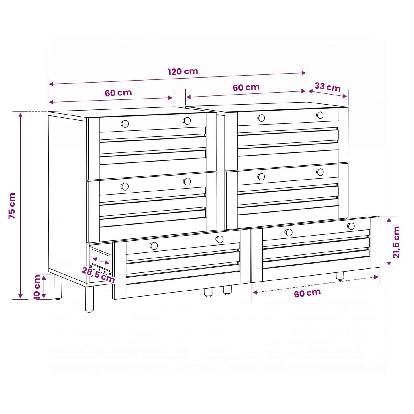 vidaXL Ντουλάπες Αποθήκευσης 2 τμχ. 120 x 33 x 75 εκ Πολύχρωμο