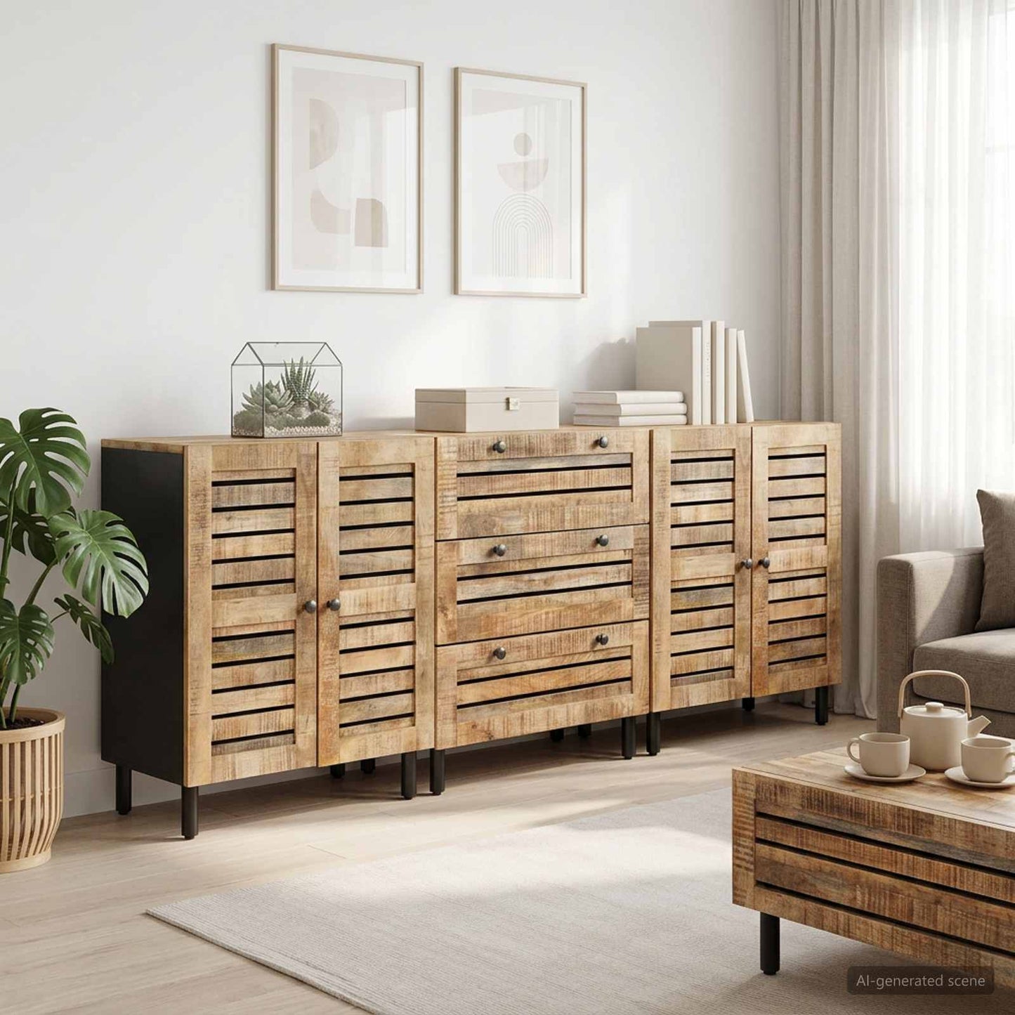 vidaXL Ντουλάπες Αποθήκευσης 3 τμχ. 180 x 33 x 75 εκ. Φυσικό