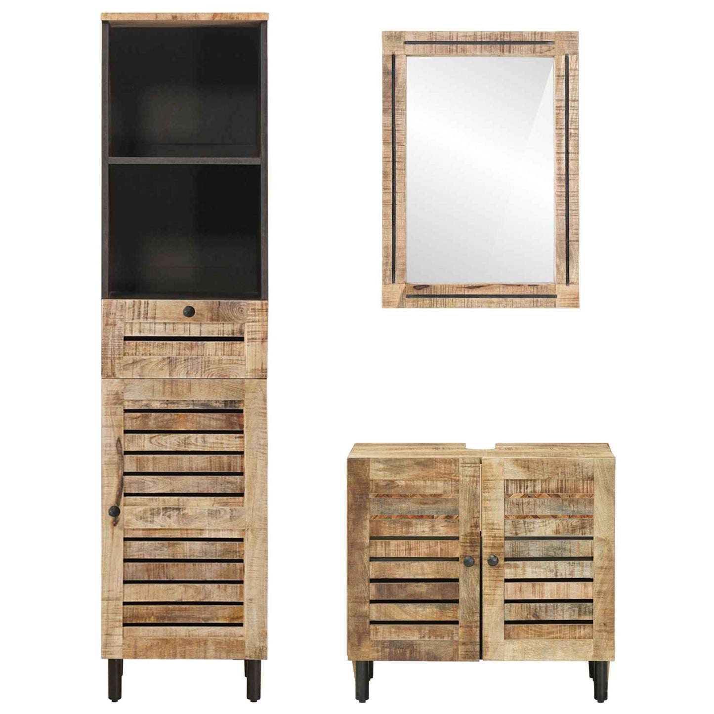 vidaXL Σετ Ντουλαπιών Μπάνιου 3 τμχ. Φυσικό 38 x 33 x 160 εκ.