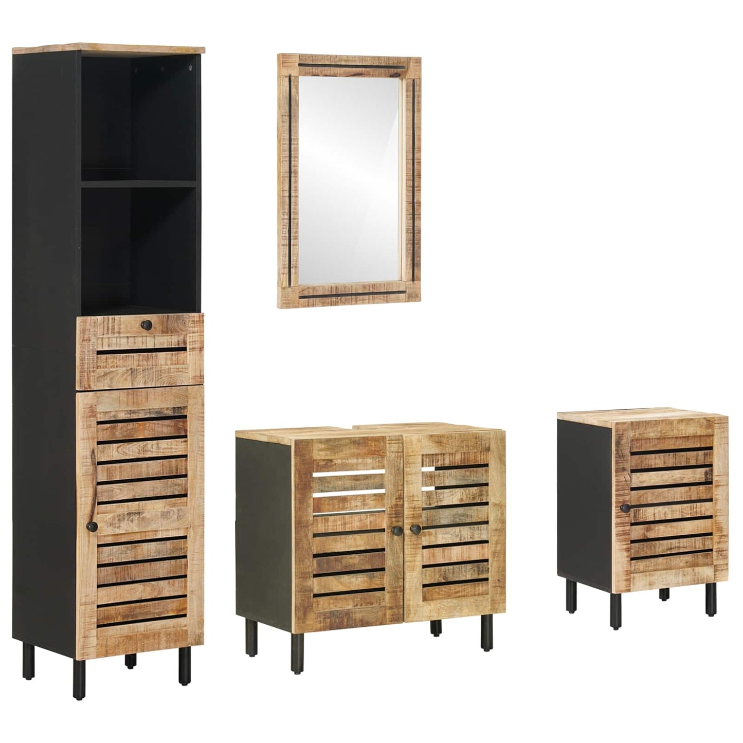 vidaXL Σετ Ντουλαπιών Μπάνιου 4 τμχ. Φυσικό 38 x 33 x 160 εκ.