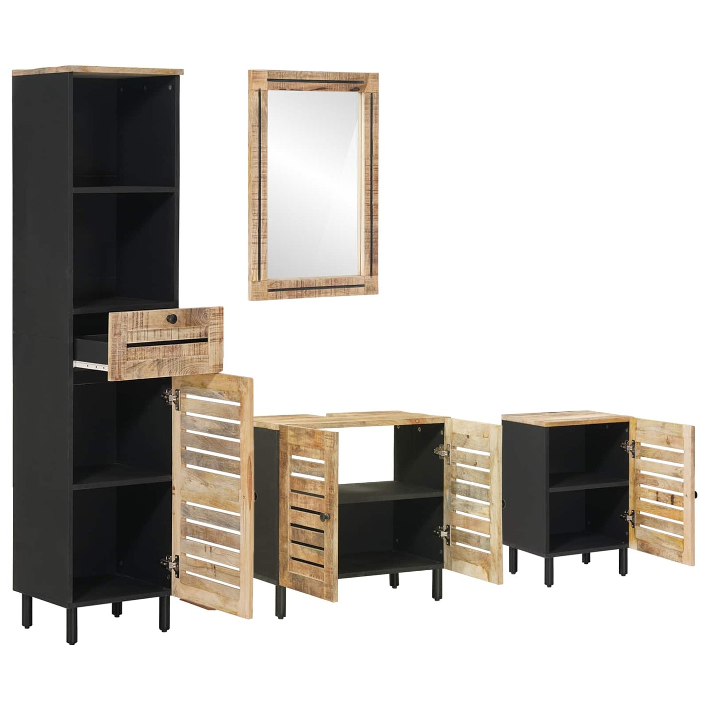 vidaXL Σετ Ντουλαπιών Μπάνιου 4 τμχ. Φυσικό 38 x 33 x 160 εκ.