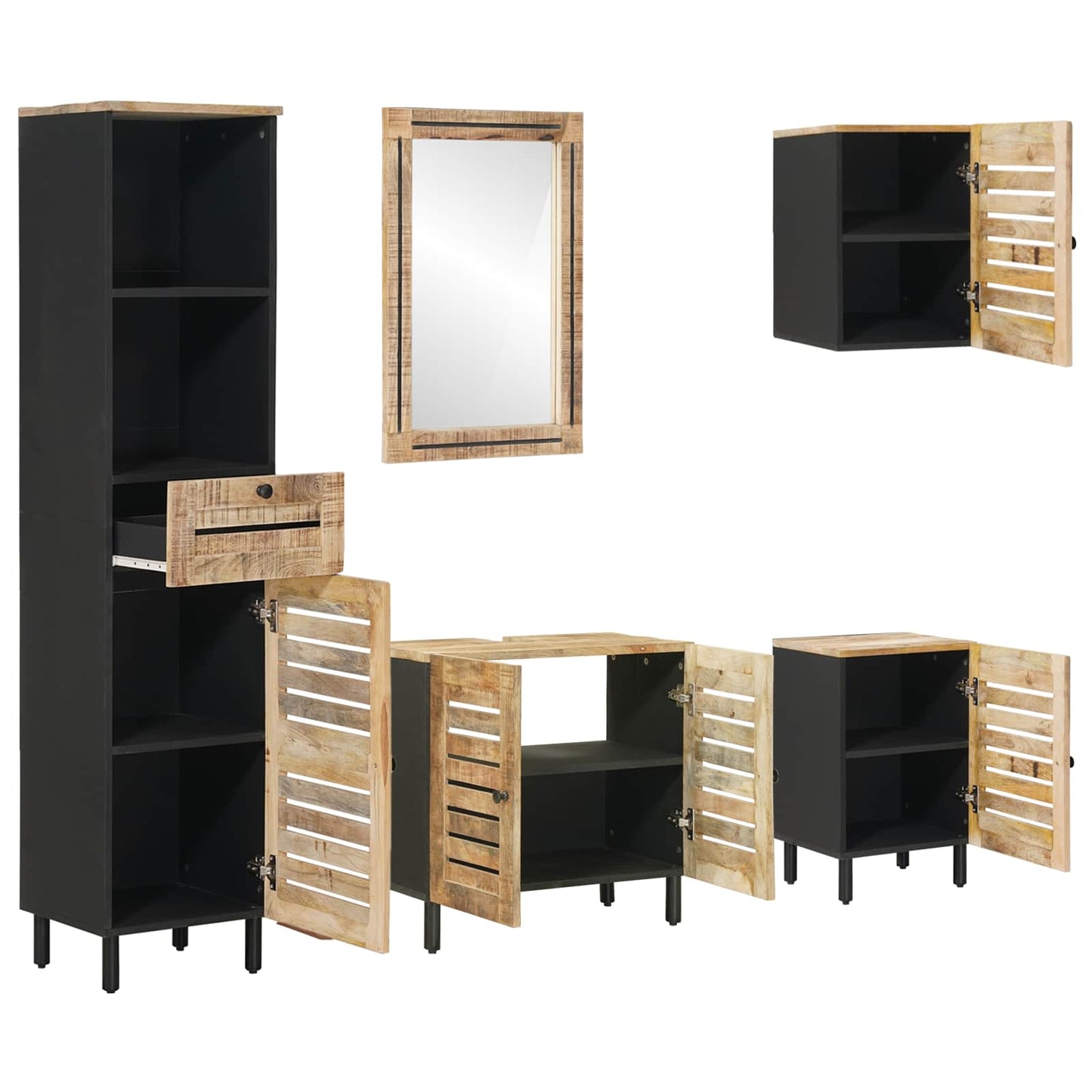 vidaXL Σετ Ντουλαπιών Μπάνιου 5 τμχ. Φυσικό 38 x 33 x 160 εκ.
