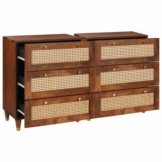 vidaXL Σετ Μπουφέδων 2 τμχ. 60 x 33,5 x 75 εκ. Στερεό ξύλο μάνγκο Καφέ