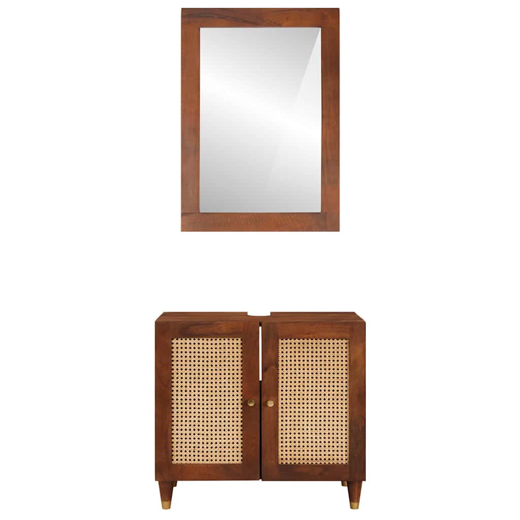 Έπιπλα μπάνιου με συρτάρι 2 pcs 62 x 33 x 58 εκ. Στερεό ξύλο μάνγκο