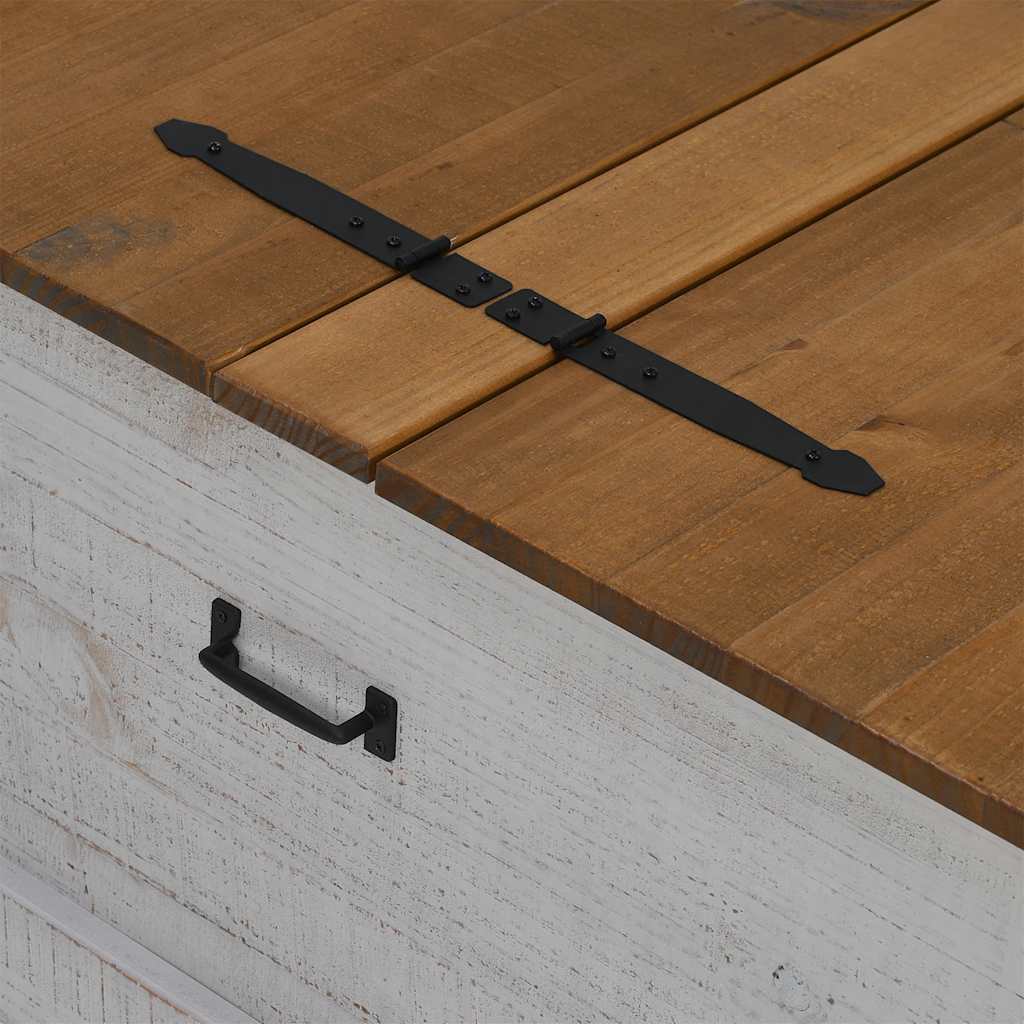 vidaXL Σεντούκι αποθήκευσης HALDEN Λευκό 91x91x47 cm Στερεό ξύλο πεύκο