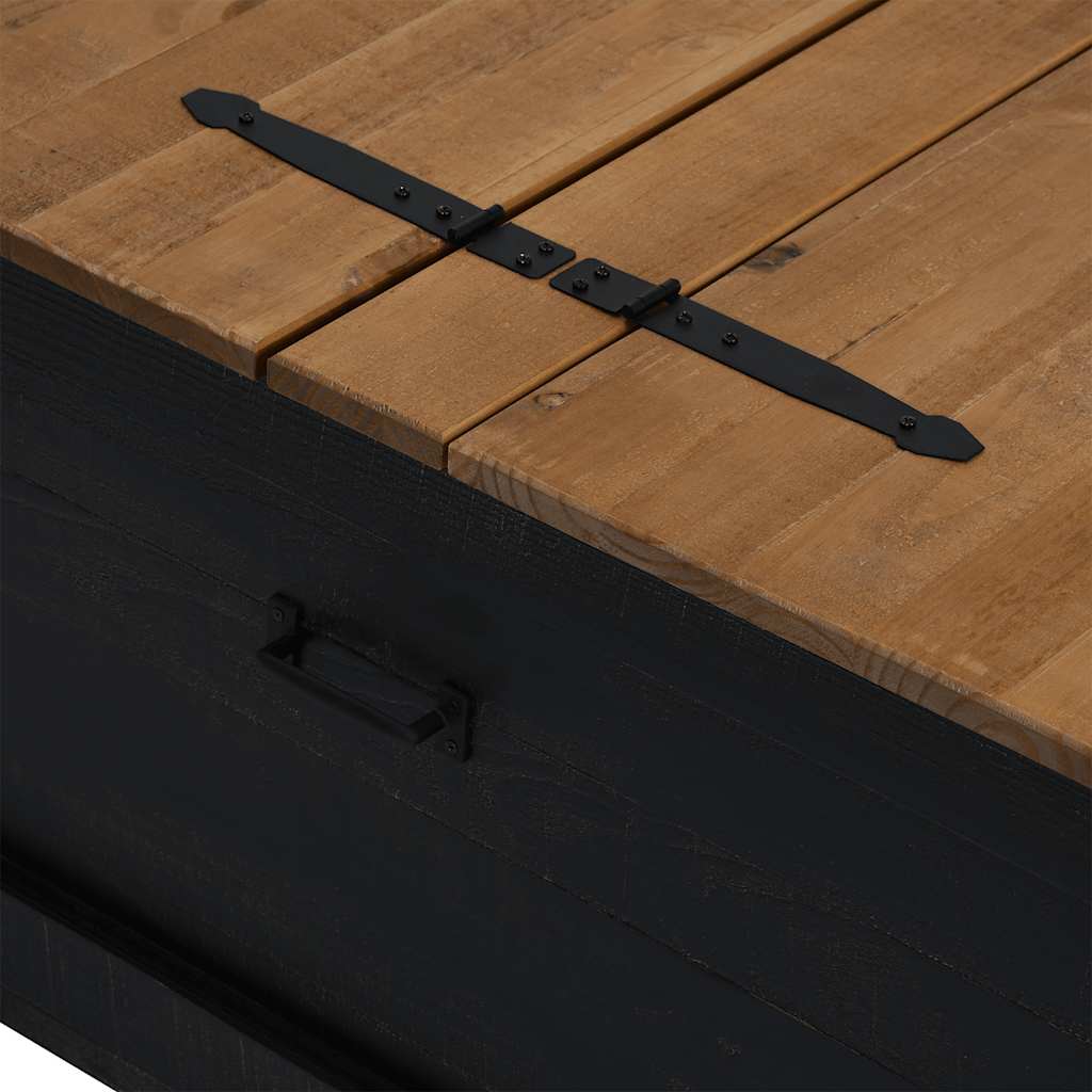 vidaXL Σεντούκι αποθήκευσης HALDEN Μαύρο 91x91x47cm Στερεό ξύλο πεύκου