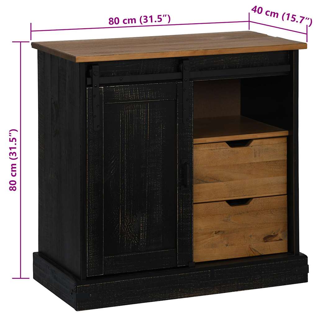 vidaXL Sideboard HALDEN με συρόμενη πόρτα Μαύρο 80x40x80 cm