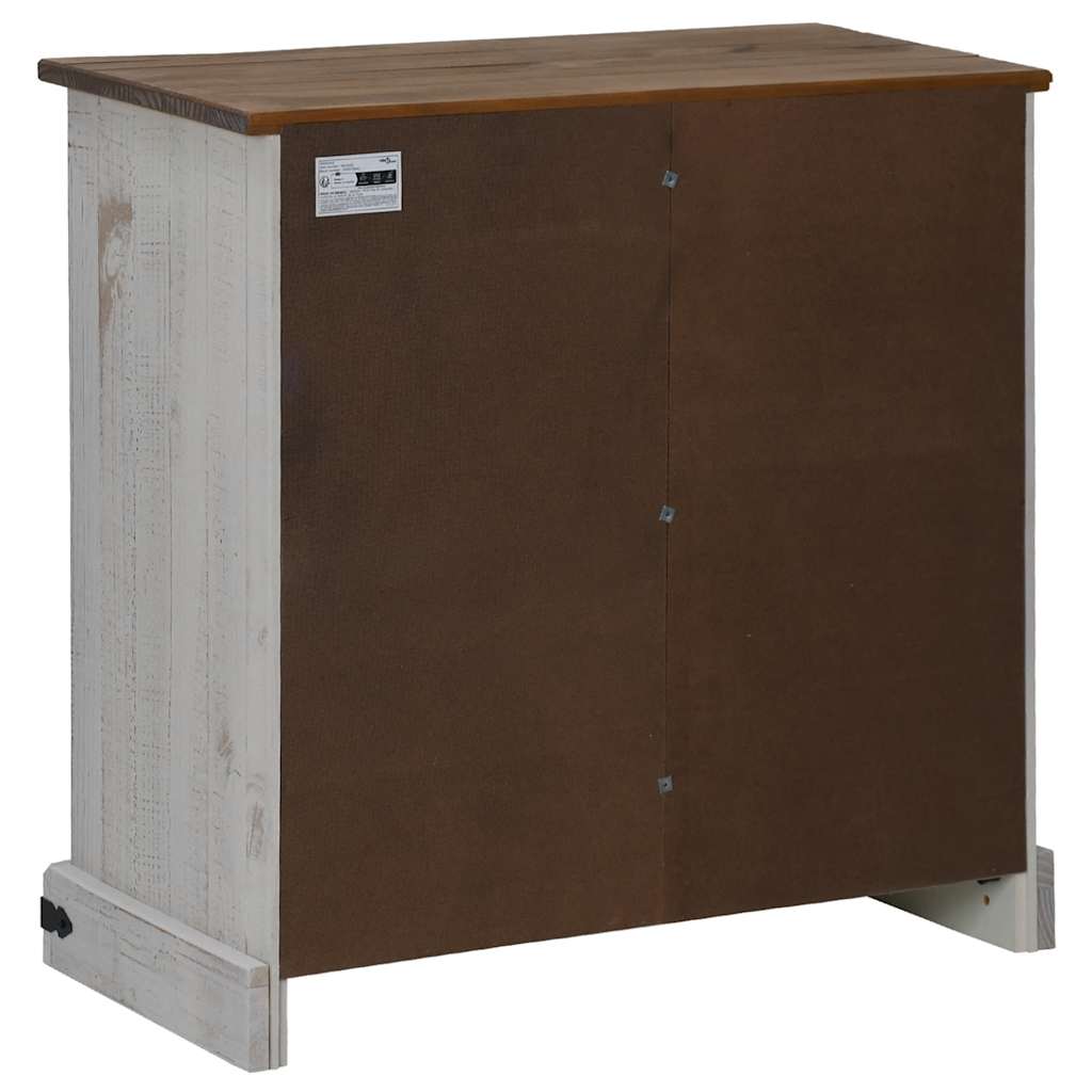 vidaXL Sideboard HALDEN με συρόμενη πόρτα Λευκό 80x40x80 cm μασίφ ξύλο